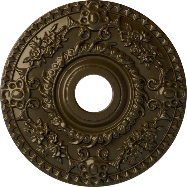 Ekena Millwork Rose Ceiling Medallion (Fits Canopies up to 7 1/4"), Hand-Painted Brass, 18"OD x 3 1/2"ID x 1 1/2"P CM18ROBRS - main